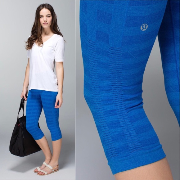 Lululemon In the Flow Crop Stripe Baroque Blue - Picture 2 of 13